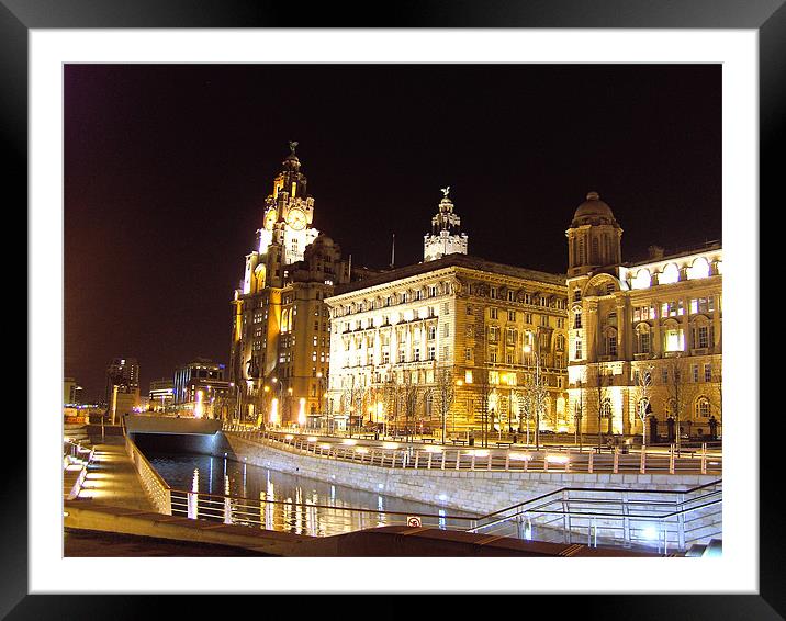 Canal & Three Graces, Liverpool UK Framed Mounted Print by Steve Kearns