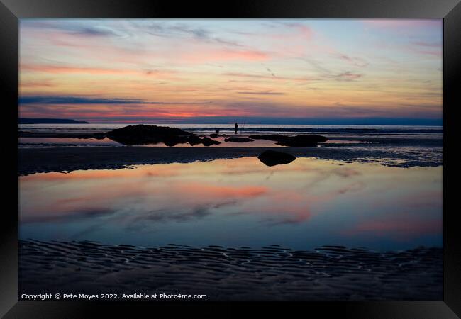 Lone fisherman in the Sunset Framed Print by Pete Moyes