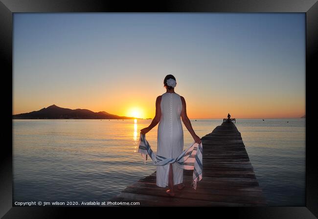 Sunrise, Alcudia,Majorca. Framed Print by jim wilson