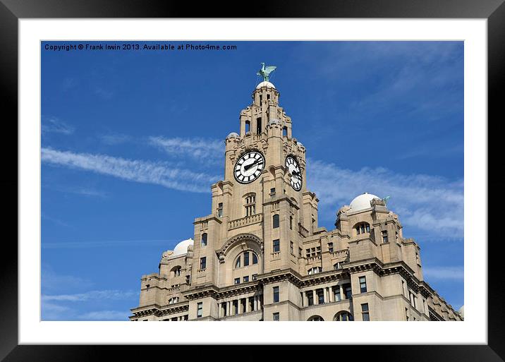 Liverpool Liver Building top Framed Mounted Print by Frank Irwin