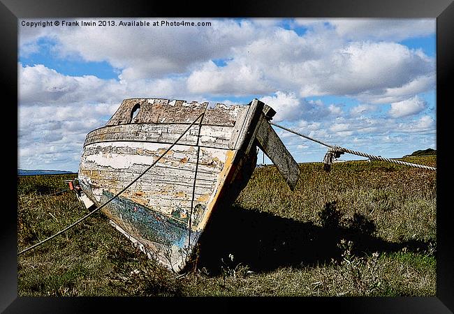 Art work Abandoned boat on Heswall Beach Framed Print by Frank Irwin
