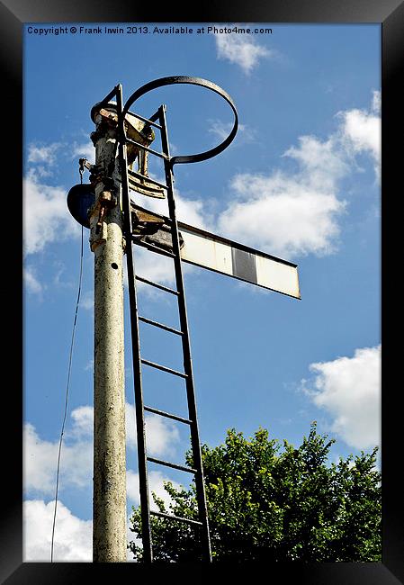 Old type semaphore signal set against a blue sky Framed Print by Frank Irwin