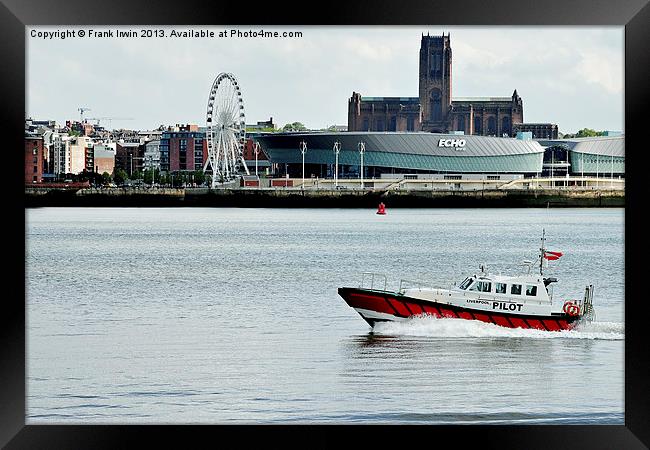 Liverpool Pilot launch, Echo Arena in the backgrou Framed Print by Frank Irwin