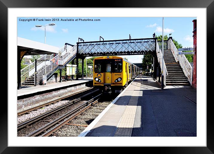 A Merseyrail train, above ground Framed Mounted Print by Frank Irwin