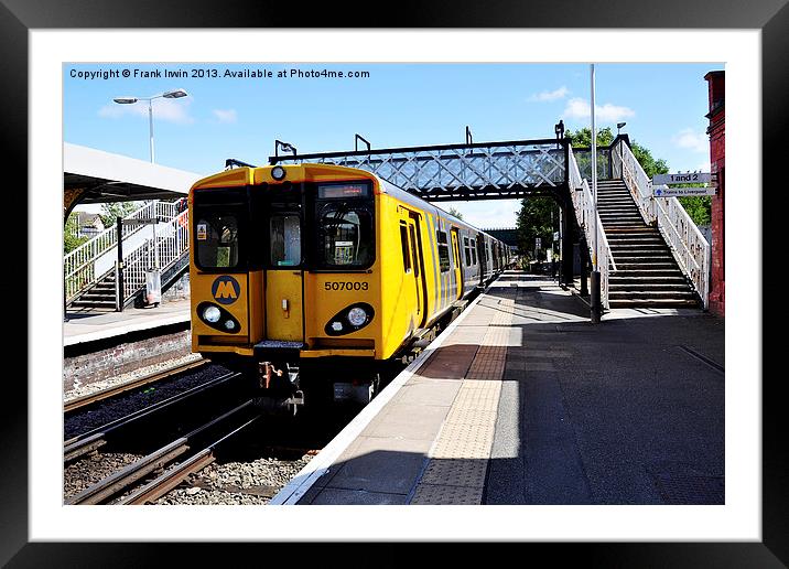 A Merseyrail train, above ground Framed Mounted Print by Frank Irwin