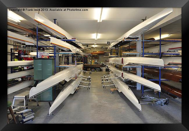 A typical boathouse in use for storing sculls. Framed Print by Frank Irwin