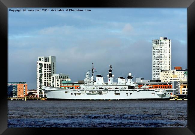 HMS Illustrious berthed in Liverpool Framed Print by Frank Irwin