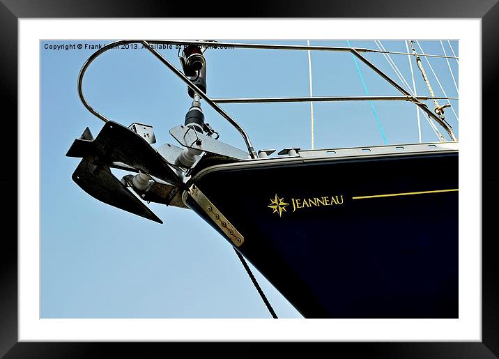A yachts bow against a blue sky Framed Mounted Print by Frank Irwin