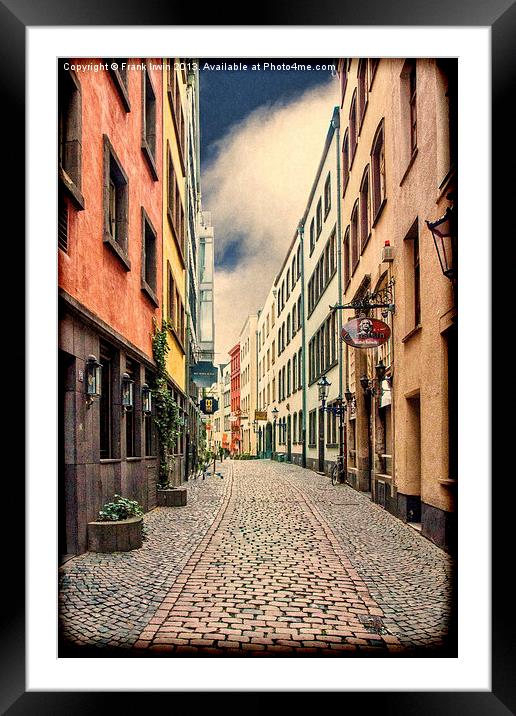 A small street in Cologne, Germany, grunge effect Framed Mounted Print by Frank Irwin