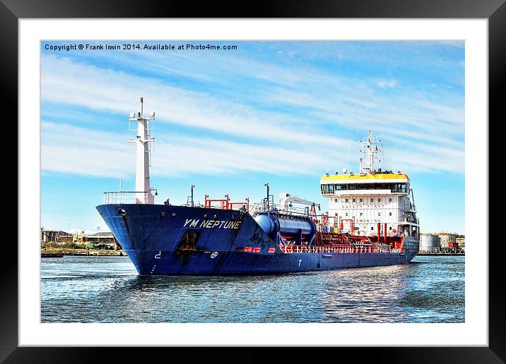 YM Neptune sailing to her berth in Birkenhead Dock Framed Mounted Print by Frank Irwin