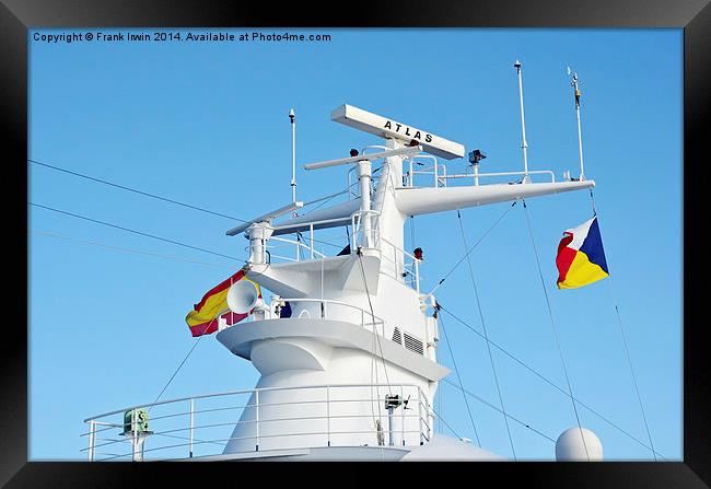 Radar set up on P&O ship Oceana Framed Print by Frank Irwin
