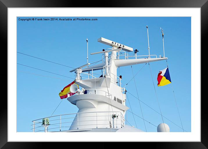 Radar set up on P&O ship Oceana Framed Mounted Print by Frank Irwin