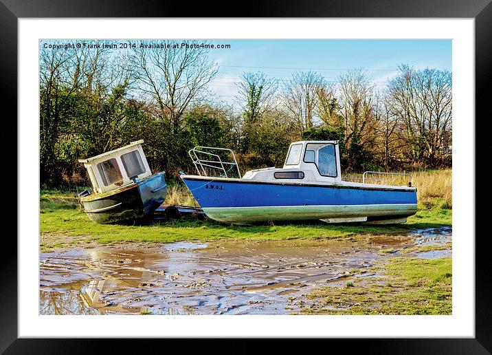 Two abandoned wrecks on the banks of the Dee Framed Mounted Print by Frank Irwin