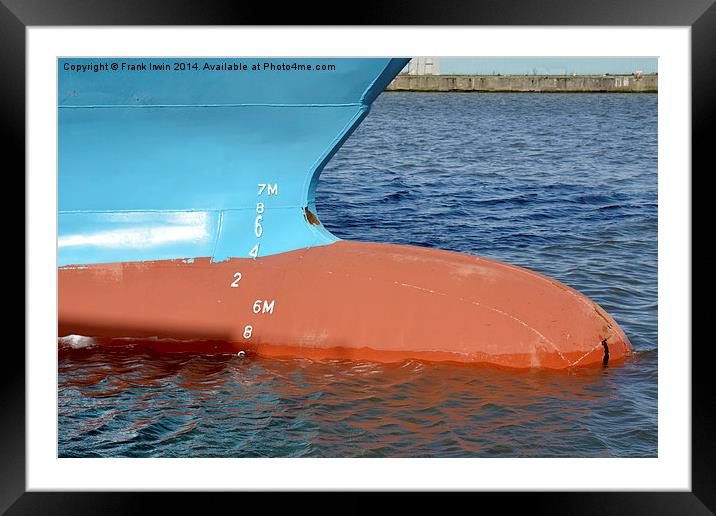 A cargo ships bulbous bow Framed Mounted Print by Frank Irwin