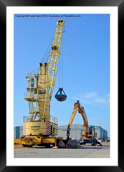 Dockside cranes with clamshell buckets Framed Mounted Print by Frank Irwin