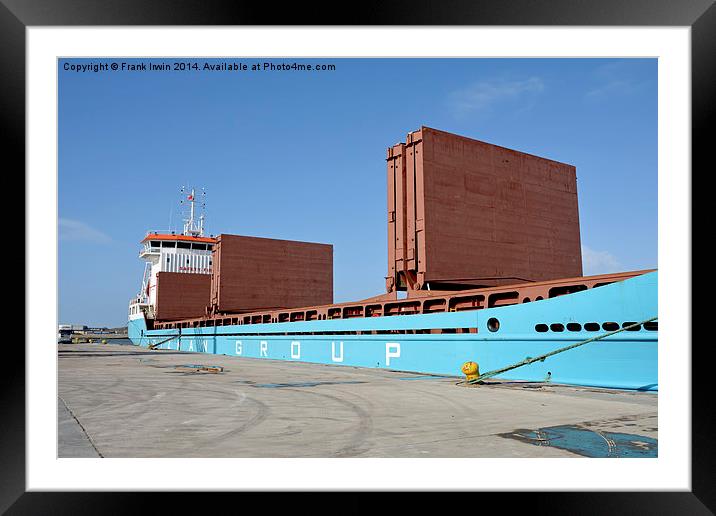 Ships hatch covers set against a clear blue sky Framed Mounted Print by Frank Irwin