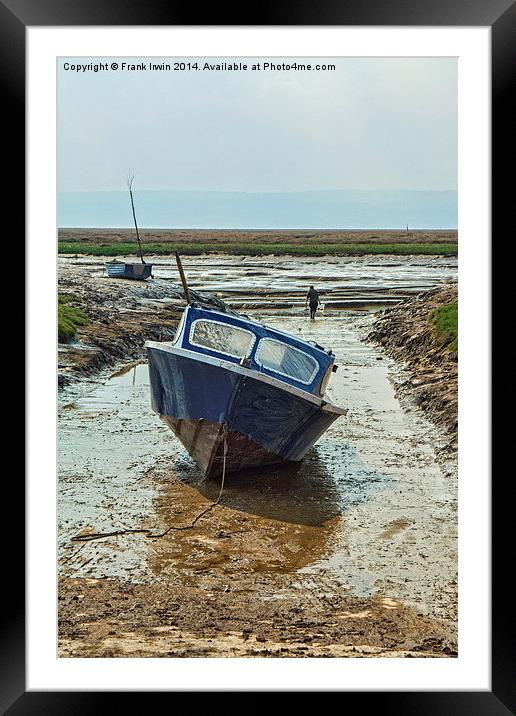 A small motorboat beached in Heswall. Framed Mounted Print by Frank Irwin