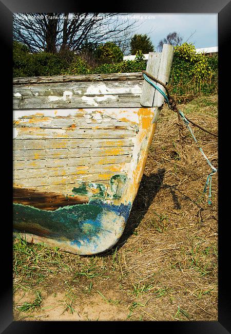 Bow section of a boat rotting away at Heswall Beac Framed Print by Frank Irwin