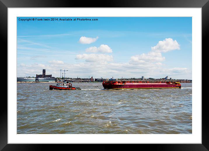  Towing a barge on the River Mersey Framed Mounted Print by Frank Irwin