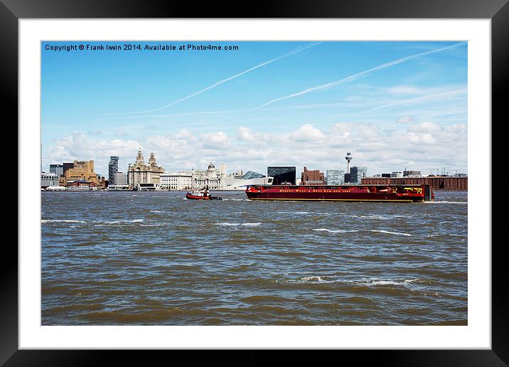 Towing a barge on the River Mersey Framed Mounted Print by Frank Irwin