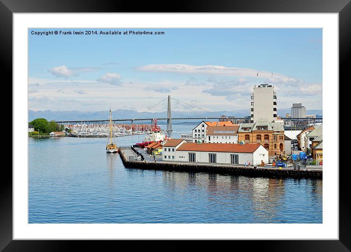  Arriving at Bergen harbour & Bridge Framed Mounted Print by Frank Irwin