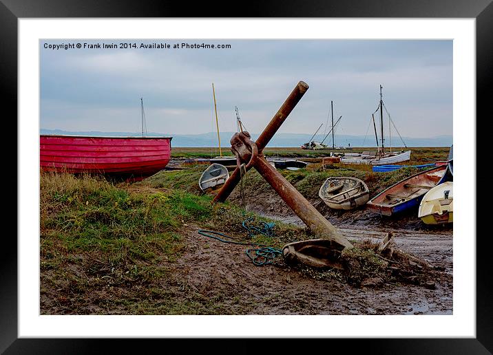  A Colourful red boat lies on Heswall Beach Framed Mounted Print by Frank Irwin
