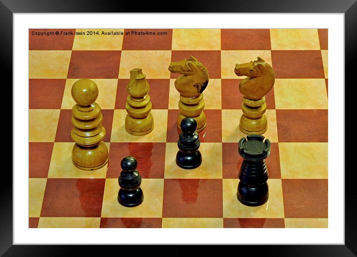  A Few old style Chess Pieces on a chess board Framed Mounted Print by Frank Irwin