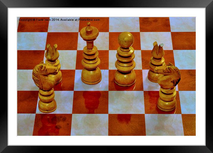  A Few Chess Pieces on a chess board Framed Mounted Print by Frank Irwin