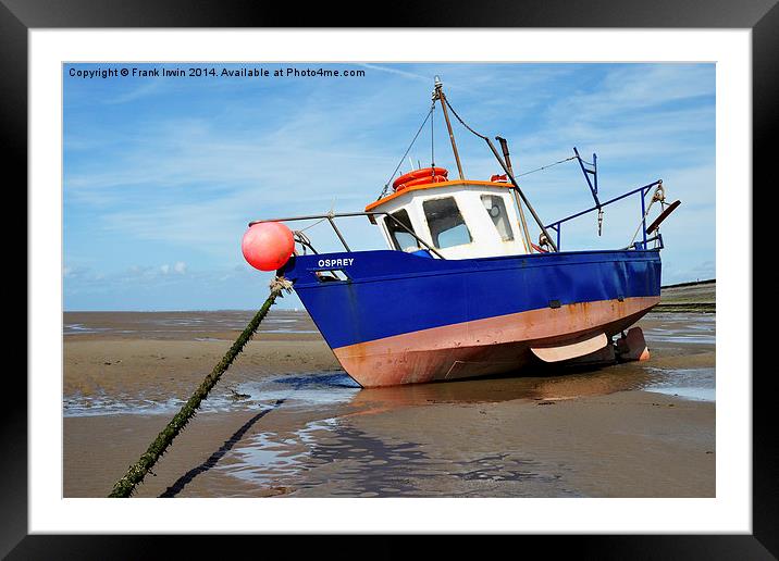  A yacht aground on Hoylake shore Framed Mounted Print by Frank Irwin