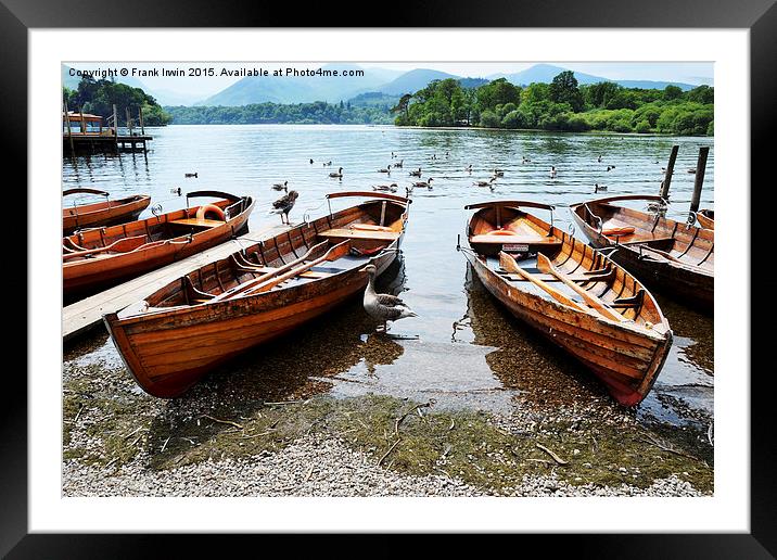  Rowing boats for hire on Derwentwater Framed Mounted Print by Frank Irwin