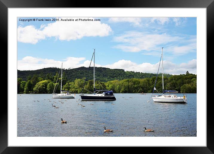  Yachts lie at anchor on Windermere Framed Mounted Print by Frank Irwin