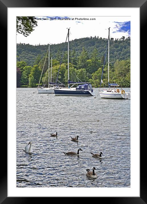 Three yachts lie anchored on Windermere Framed Mounted Print by Frank Irwin
