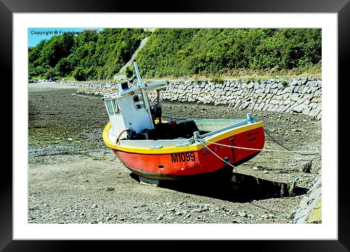 Fishing boat lies at anchor Framed Mounted Print by Frank Irwin