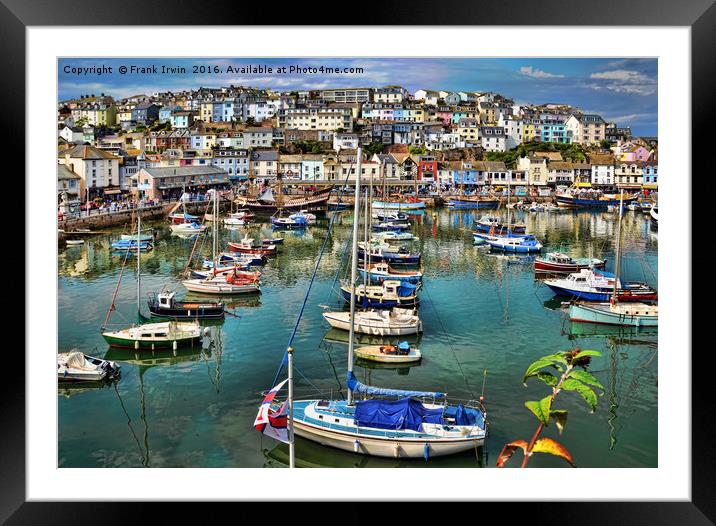 Brixham harbour & "Golden Hinde." Framed Mounted Print by Frank Irwin