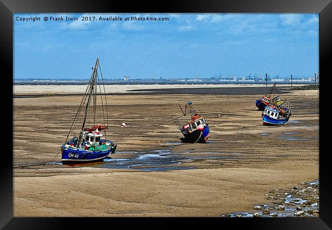 Three yachts rest aground at Hoylake Framed Print by Frank Irwin