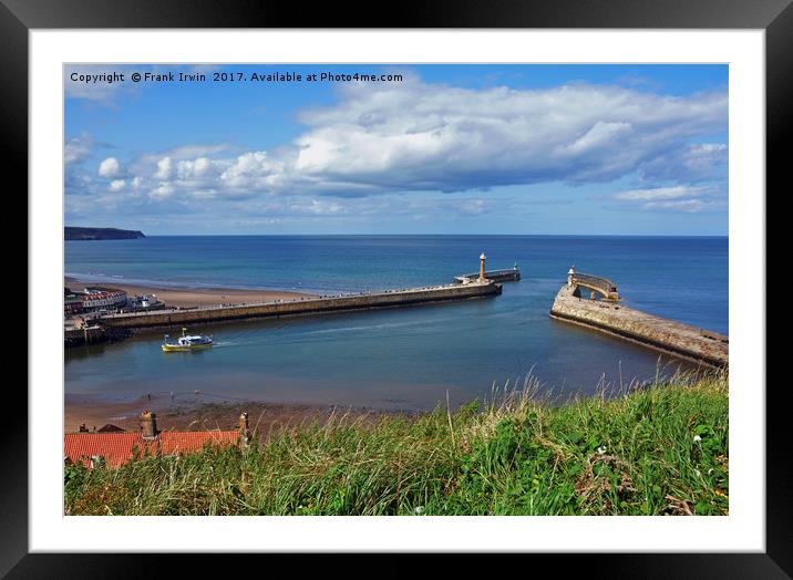Whitby Harbour and its 2 piers Framed Mounted Print by Frank Irwin