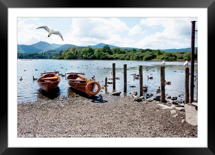 Rowing boats on Derwent water Framed Mounted Print by Frank Irwin