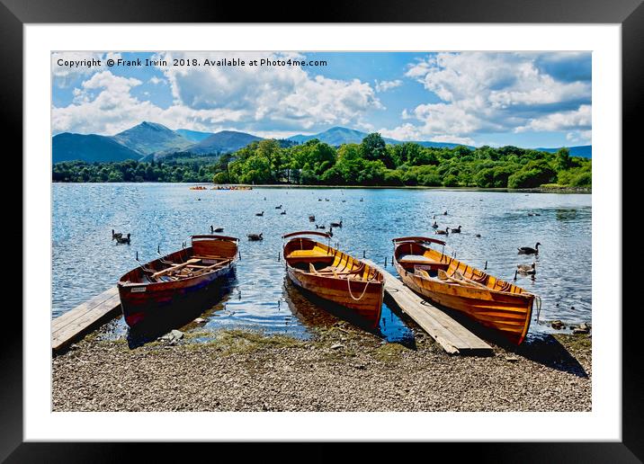 Moored rowing boats on Derwent Water Framed Mounted Print by Frank Irwin