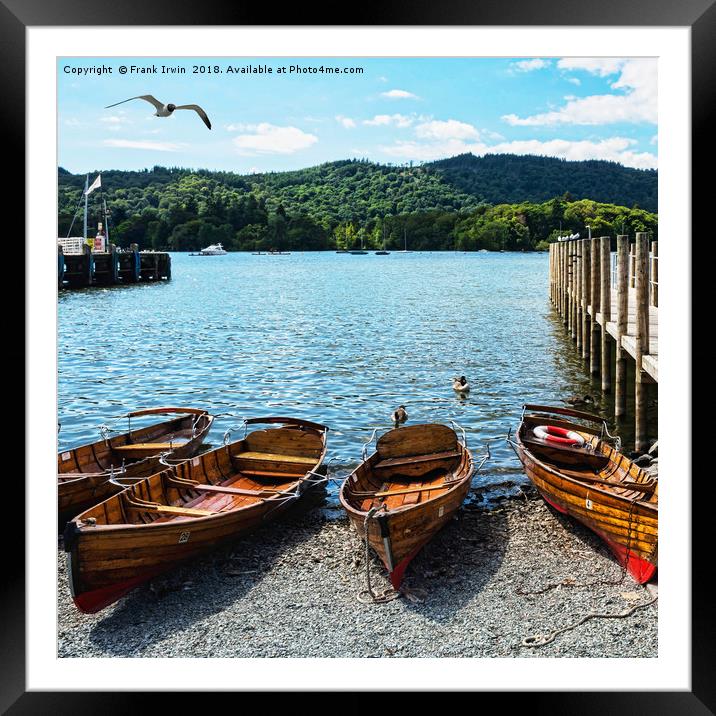 Rowing boats moored on Windermere. Framed Mounted Print by Frank Irwin