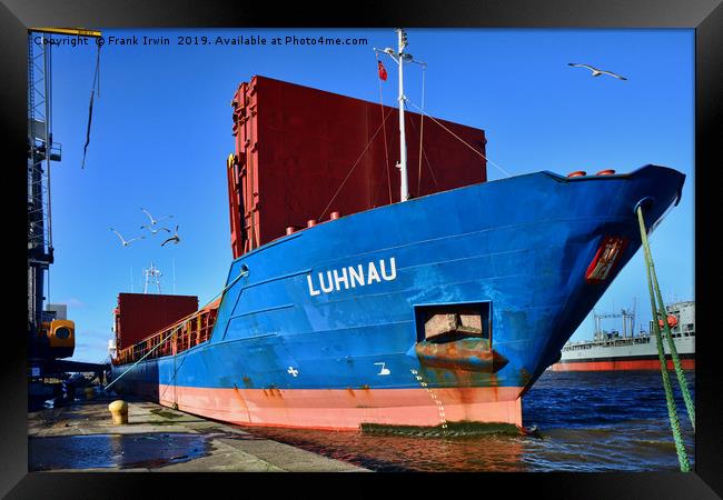 MV Luhnau alongside in Birkenhead Docks Framed Print by Frank Irwin