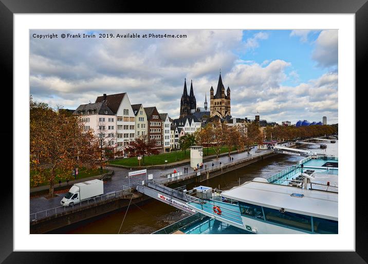 A Rhine Riverboat alongside in Cologne. Framed Mounted Print by Frank Irwin