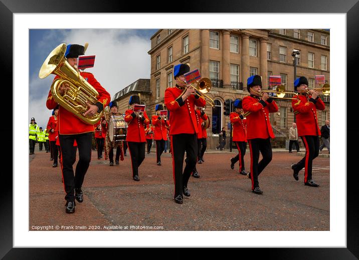 Army Reservists Brass band marching to Medal Award Framed Mounted Print by Frank Irwin