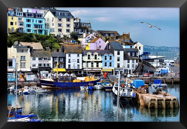 Busy Brixham Harbour Framed Print by Frank Irwin