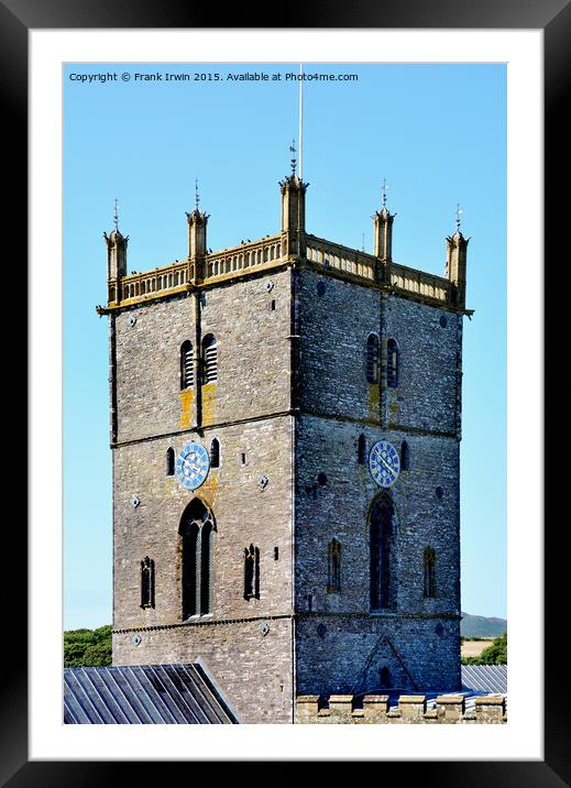 St davids Cathedral Tower and clock Framed Mounted Print by Frank Irwin