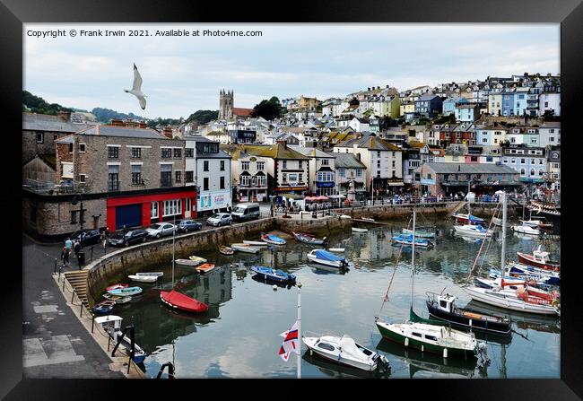 Brixham's busy harbour (Town end) Framed Print by Frank Irwin