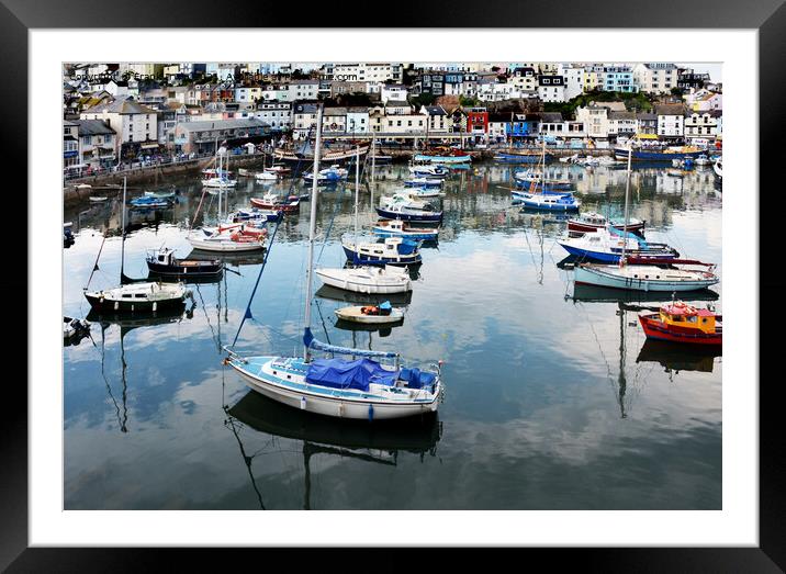 The harbour with Brixham to the rear Framed Mounted Print by Frank Irwin