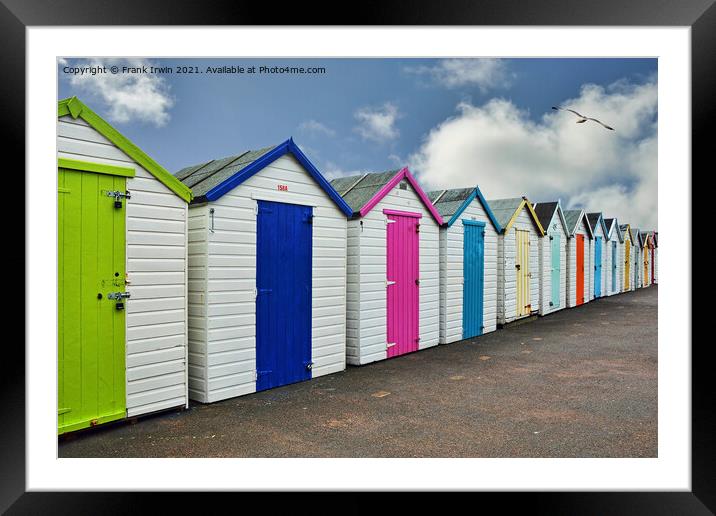 Bathing huts on Paignton sea front Framed Mounted Print by Frank Irwin