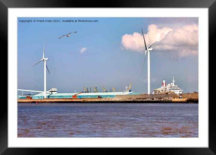 Wind turbines on North Mersey banks. Framed Mounted Print by Frank Irwin