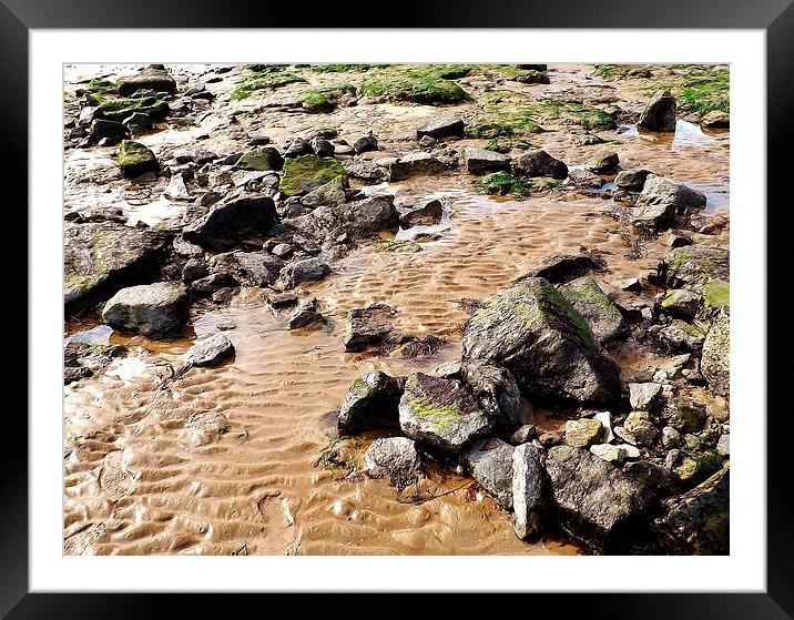 Walton beach lowtide Framed Mounted Print by Ali Dyer