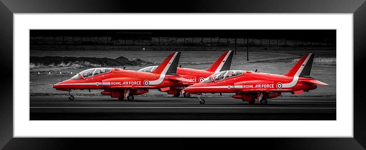 Red Arrows Threesome Take-Off Framed Mounted Print by Gareth Burge Photography